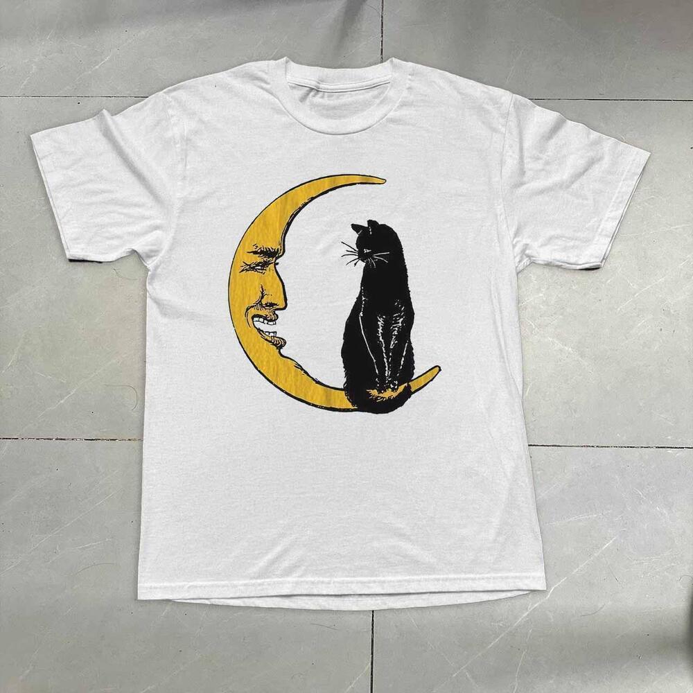 Style Cat And Moon White T-Shirt